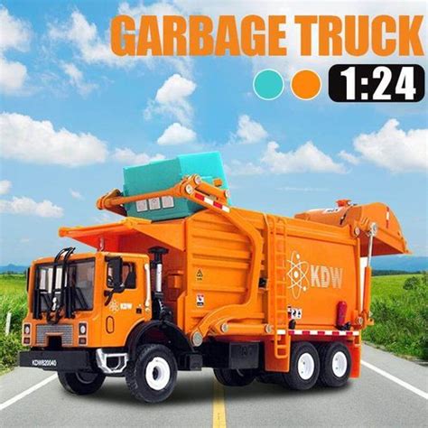 Generic 124 Garbage Truck Model Metal Diecast Recycling Clean Garbage