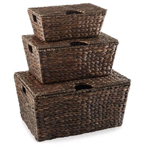 Water Hyacinth Storage Baskets W Tapered Bottoms Small Medium Large