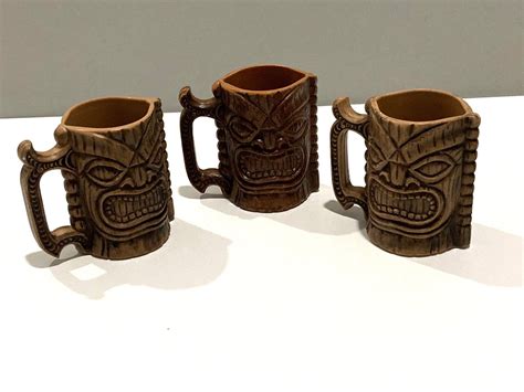 Tiki God Mug Set Of Vintage S Hawaiian Polynesian Etsy Mugs