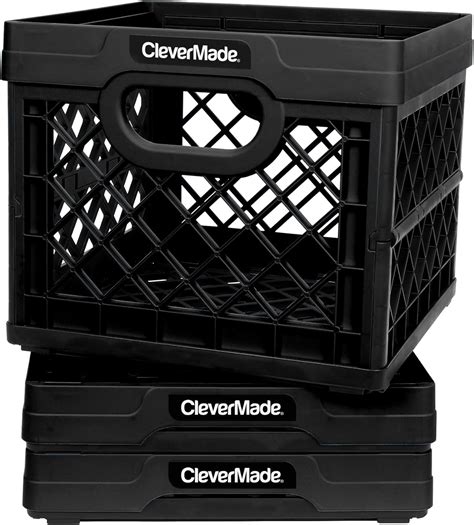 Clevermade Collapsible Milk Crates 25l Plastic Stackable Storage Bins