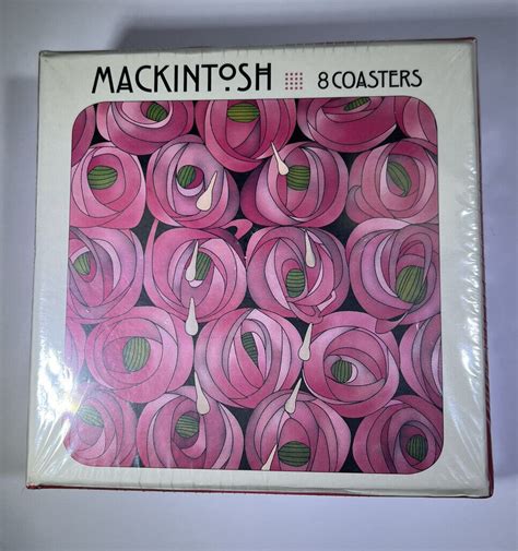 Art Nouveau Mackintosh Designer Coasters Set Of Cork Rose