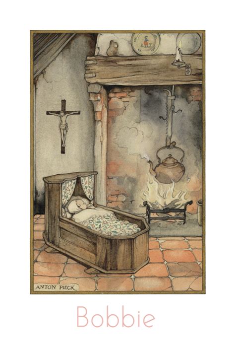 Anton Pieck Geboortekaart Baby Wiegje Lente