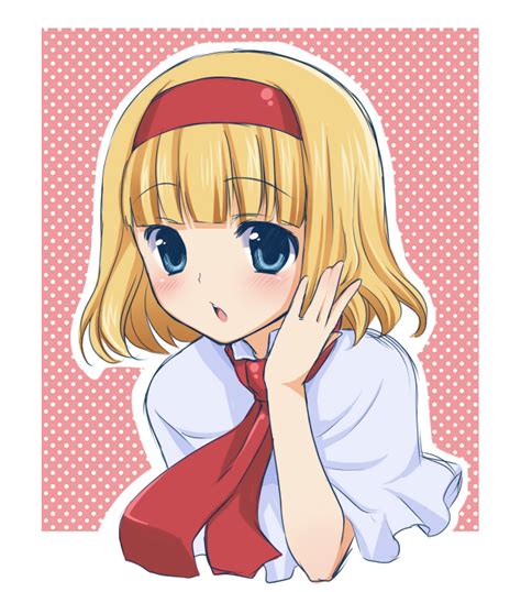 The Big Imageboard Tbib O Alice Margatroid Arm Up Bangs Blonde Hair Blue Eyes Blunt Bangs