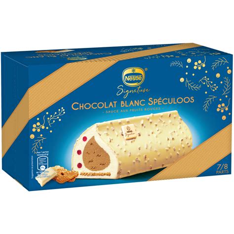 NESTLE Signature Bûche glacée chocolat blanc et spéculoos sauce aux