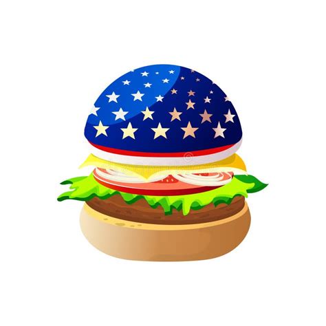 American Burger With A Flag Print Stock Illustration Illustration Of