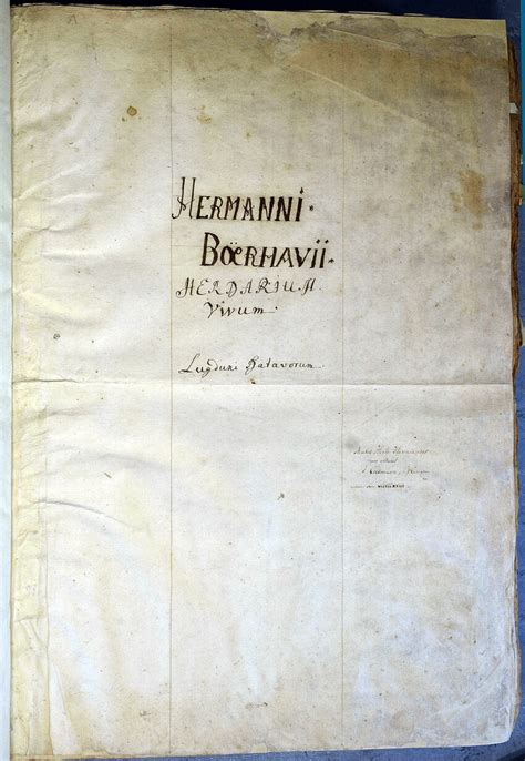 Title page of the Copenhagen "Boerhaave Herbarium" (Natural History ...