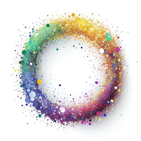 Premium Photo Colorful Glitter Swirling Particles On Circle Frame