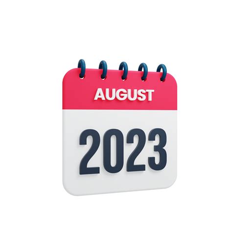 2023 August Calendar Rendered 3D Illustration 12981989 PNG