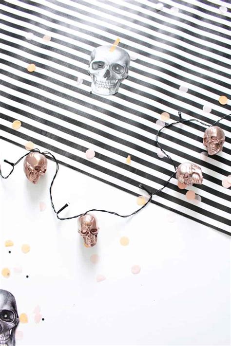 DIY Halloween Skull String Lights in Rose Gold - Fish & Bull