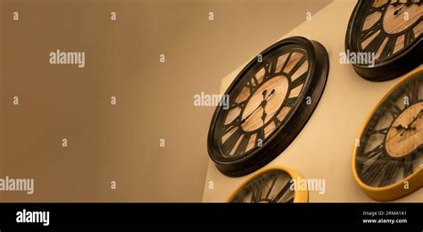 Time Concept Bunch Of Watches Clocks Showing Different Time On A