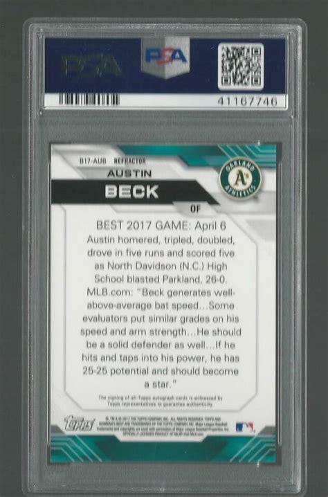 Bowmans Best Austin Beck Athletics Rc Refractor Auto Rare Sp Psa