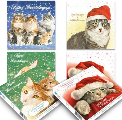 Franciens Katten Kerstkaarten Mapje Met X Stuks Set Bol