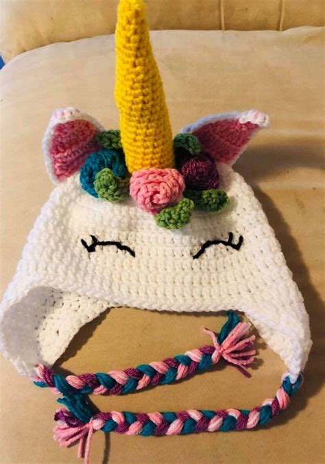 Crochet Unicornio Gorro Ganchillo Sombrero De Unicornio Etsy