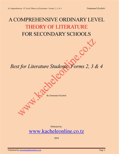 03 O Level Theory Of Literature C A Comprehensive Ordinary Level Theory Of Literature For