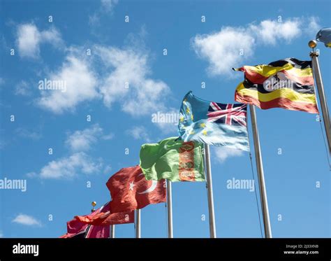 Member Nation Flags At The United Nations Headquarters Building In New