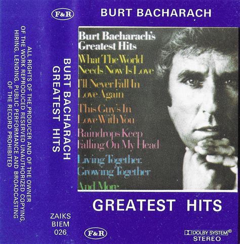 Burt Bacharach Greatest Hits Cassette Discogs