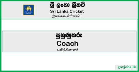 Coach Sri Lanka Cricket Job Vacancies 2023 Govjobslk