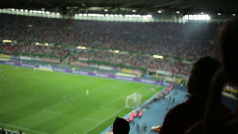 Crowd In Busy Stadium Sporting Event Blurred. Crowd Of Fans Gather Into ...