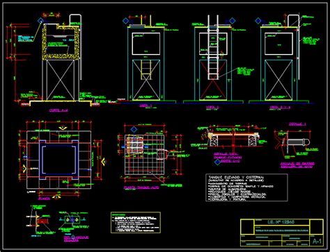 Tanque Elevado Para Escuela En Dwg Librer A Cad