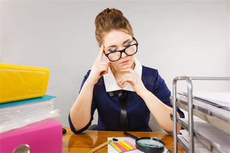 Business Woman In Office Being Focused Stock Photo Image Of