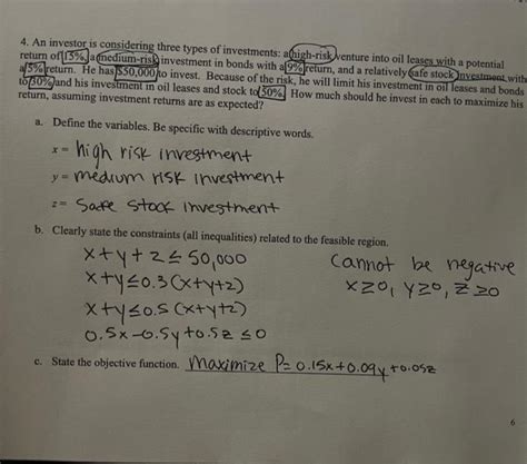 Solved 4 An Investor Is Considering Three Types Of Chegg