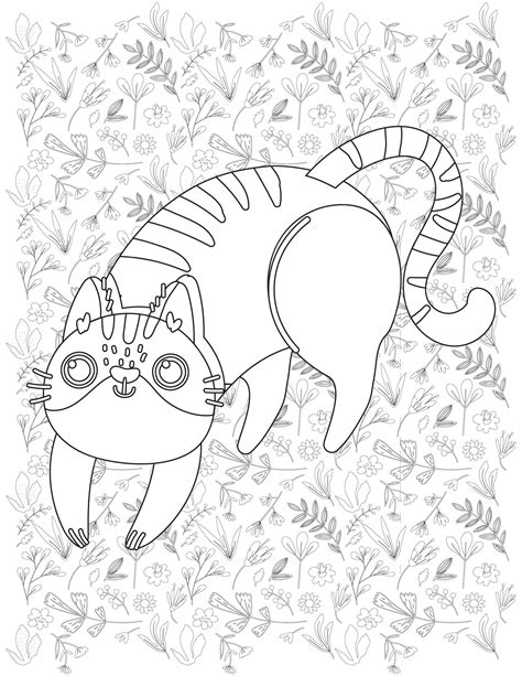 Coloriage Chat Vecteur Premium