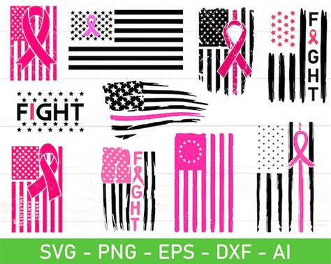 Pink Ribbon USA Flag Svg Breast Cancer Awareness Flag Svg Etsy