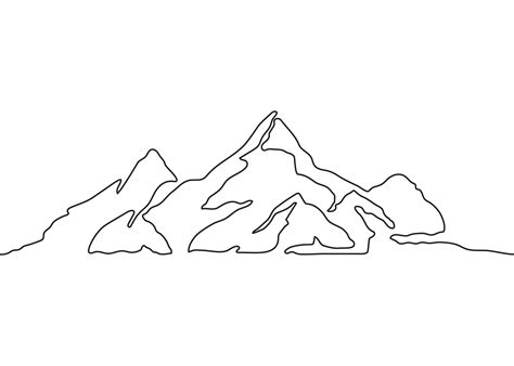 Mountain Landscape One Continuous Line Art Drawing Chain Of Mountain