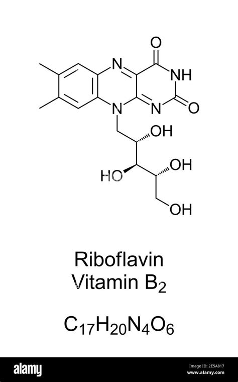 Riboflavin Vitamin B2 Chemical Structure And Skeletal Formula A