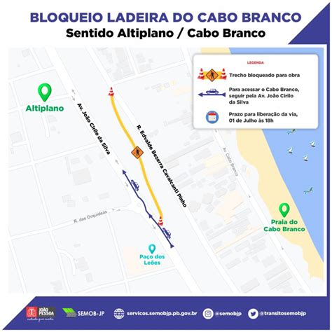 Semob Bloqueia Acesso à Ladeira Do Cabo Branco Para Obras De