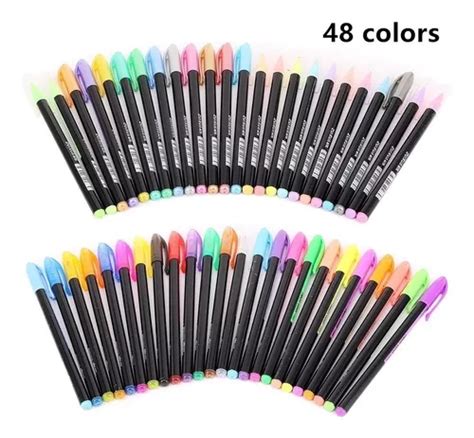 48 Plumas De Gel Colores Glitter Metálicas Pastel Y Neón Cuotas