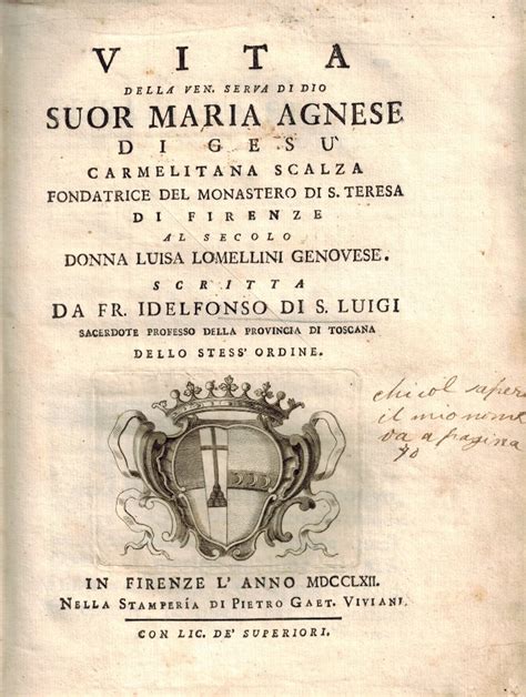 Vita della Ven Serva di Dio Suor Maria Agnese di Gesù Carmelitana