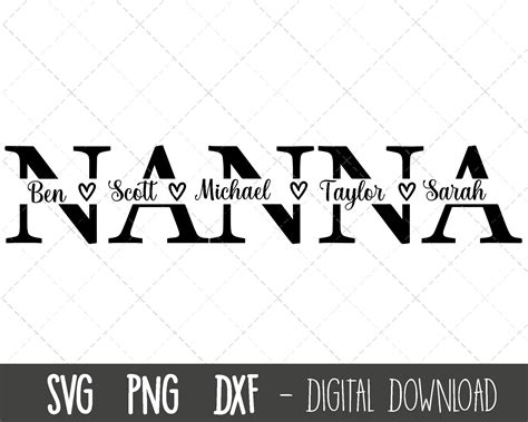 Nanna Svg Grandmother Svg Nanna Split Name Frame Svg Etsy Uk