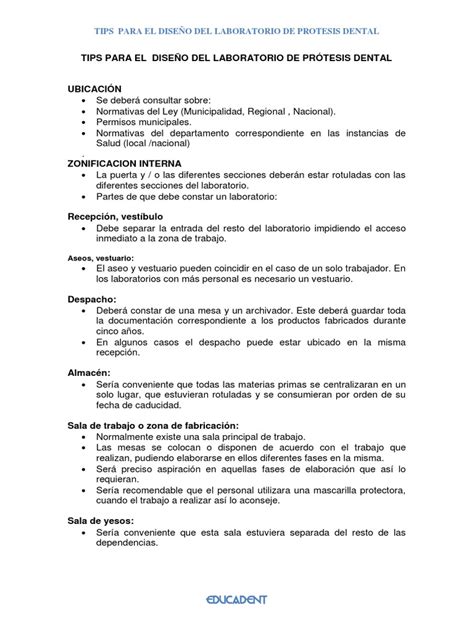 PDF TIPS PARA EL DISEÑO DEL LABORATORIO DE PRÓTESIS DENTAL DOKUMEN TIPS