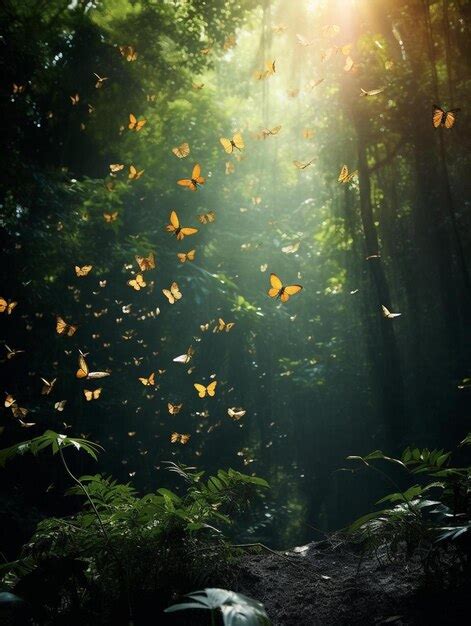 Premium Ai Image Butterflies In The Forest Photo