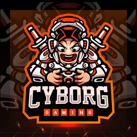 Cyborg Gaming Mascot Esport Logo Design Stock Vector Illustration Of