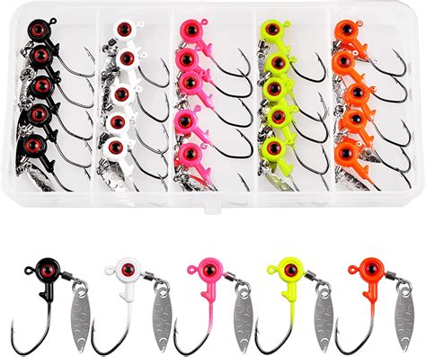 OROOTL Crappie Fishing Jig Heads Kit 25pcs Underspin Lures Jig Head