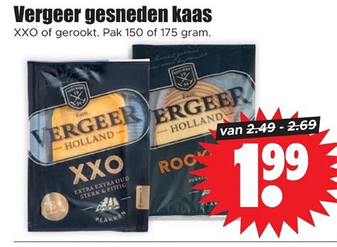 Vergeer Gesneden Kaas XXO Of Gerookt Pak 150 Of 175 Gram Aanbieding