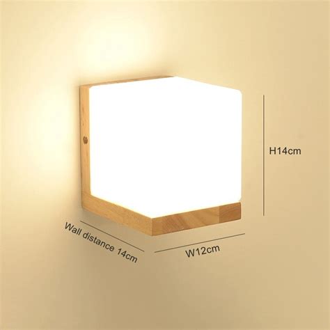 L Mpara De Pared De Madera Cuadrada N Rdica Luz Led Moderna E