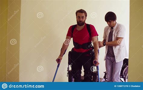 Young Disable Man Walking In The Park With His Wife Royalty-Free Stock ... 