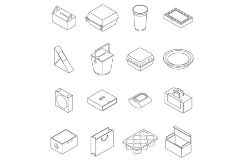 Eco Packaging Icons Set Vector Outline Graphic By Ylivdesign Creative