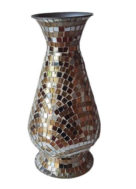 Handicraft Multicolor Mosaic Finish Brass Flower Vase Size Inch H