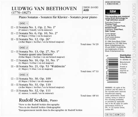 The Unreleased Studio Recordings Beethoven Piano Sonatas Nos