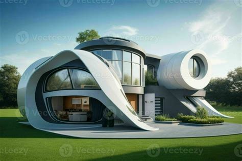 House In Trendy Futurism Style Pro Photo Stock Photo At Vecteezy