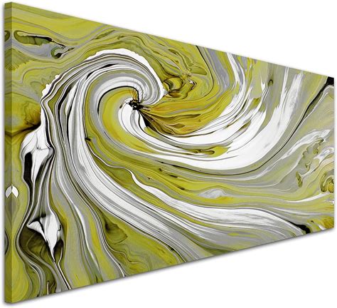 Wallfillers Lime Green Swirls Modern Abstract Canvas Wall Art