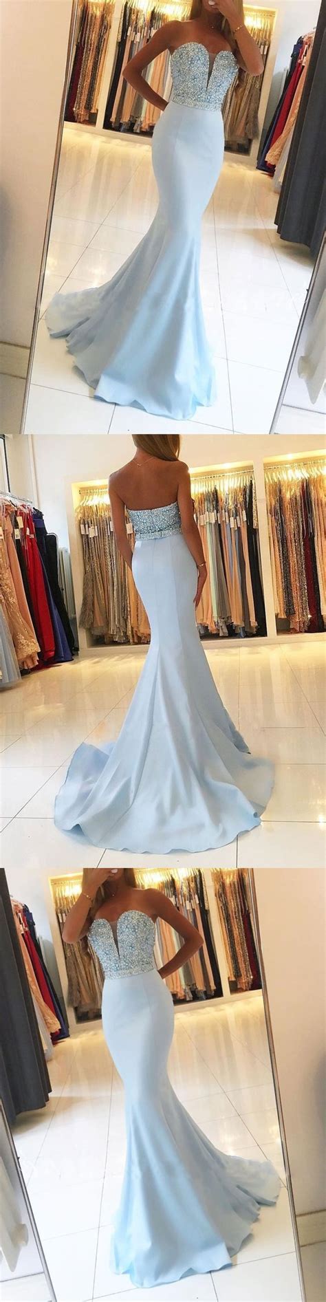 Strapless Sweetheart Neck Beaded Bodice Mermaid Prom Dresses M1268 On