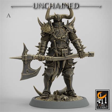 Grimdark Greataxe Infantry Miniatures Lord of the Print Chaos Warrior ...