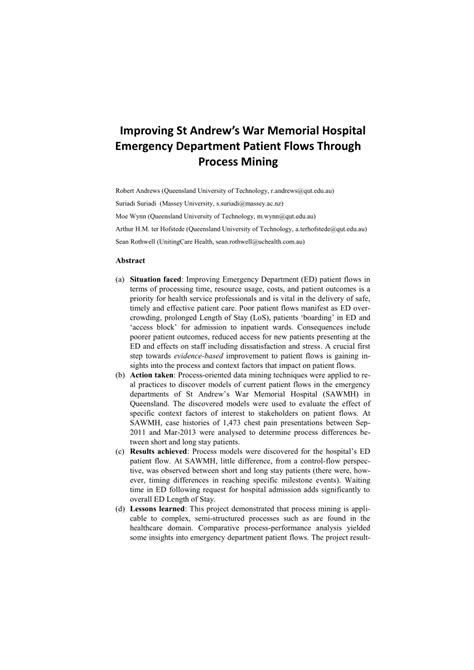 (PDF) Improving Patient Flows at St. Andrew’s War Memorial Hospital’s ...