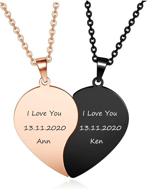 Personalized Master Custom Matching Couple Necklace Set Of 2 Stainless