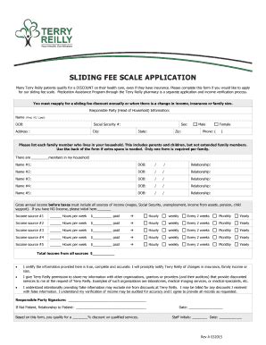 Fillable Online Sliding Fee Scale Application Terry Reilly Health